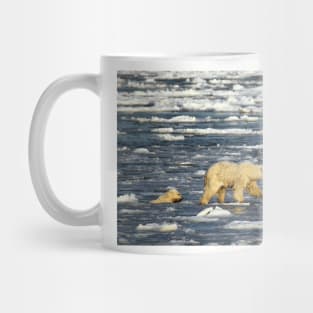 Polar Bears: Mother & Cub Struggling in Hudson Bay, Canada Mug